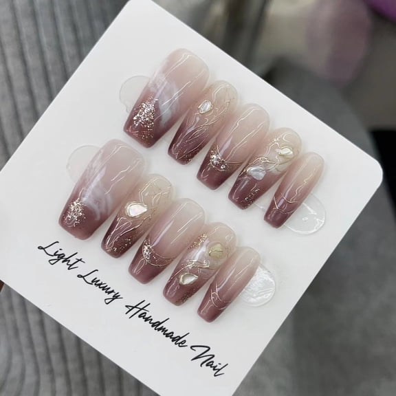 Purple smudge magic mirror powder shape hand-worn nail piece light luxury pure handmade high quality control nail