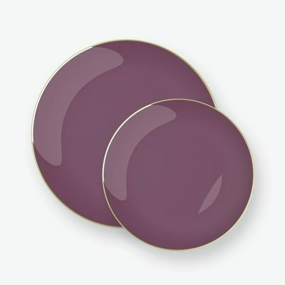 Party Source Purple w/ Gold Wedding Dinner Plastic Party Plates Count of 10