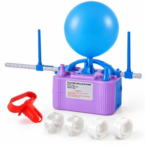 Purple-with Sizer Electric Balloon Inflator Dual Nozzle Air Pump for Party Decorations
