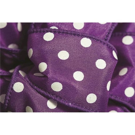 Purple with White Polka Dots Wired Ribbon
