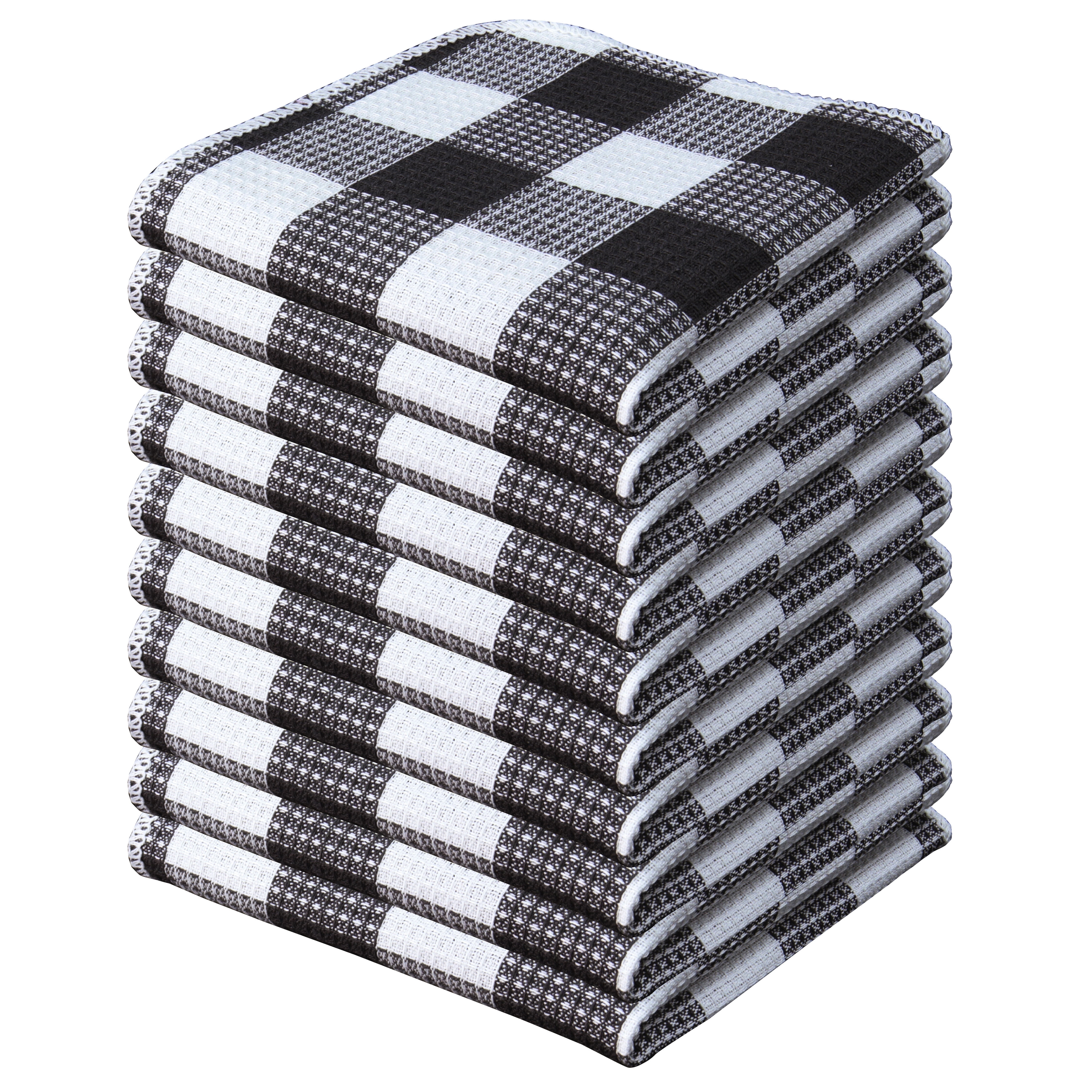 PurpleEssences 10 Pack Cotton Waffle Buffalo Plaid 12x12 inch Dish ...