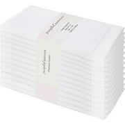 PurpleEssences 12 Hemstitch Cotton Dinner Napkins - Soft, Durable, Washable | 18x18 - White
