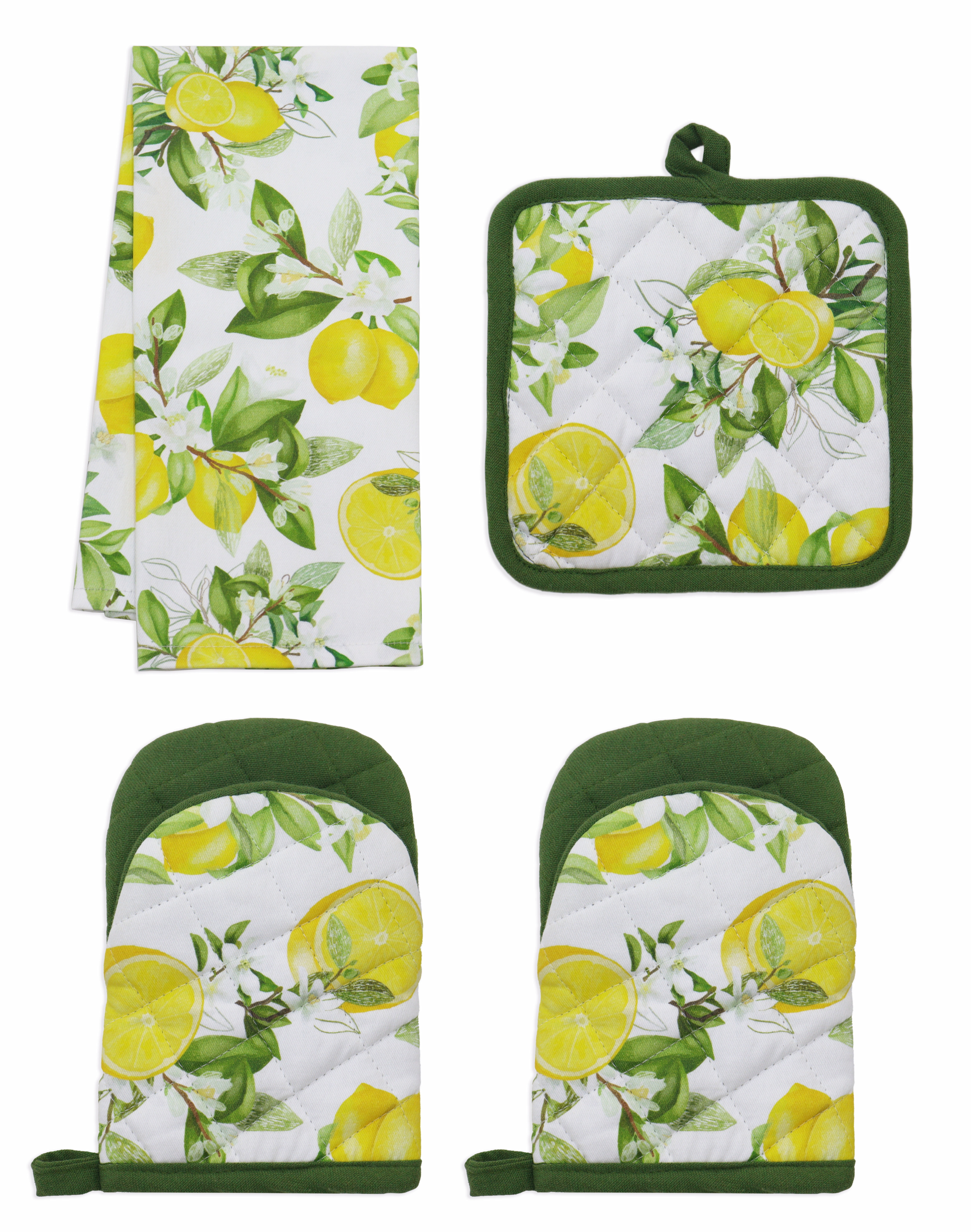 PurpleEssences 4 Pack Kitchen Towels, Potholders and Oven mitts, For Cooking and Backing Purpose