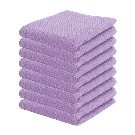PurpleEssences 8 Pack Cotton Waffle 15X25 Inch Solid Kitchen Towels, Lavender , Soft and Absorbent Dish towels For Kitchen Decor and Accessories