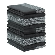 PurpleEssences Assorted Kitchen Towel Set , 15x25 Inch , Set of 12, 3 Assorted Designs For Kitchen Decor and Accessories - Steel Grey