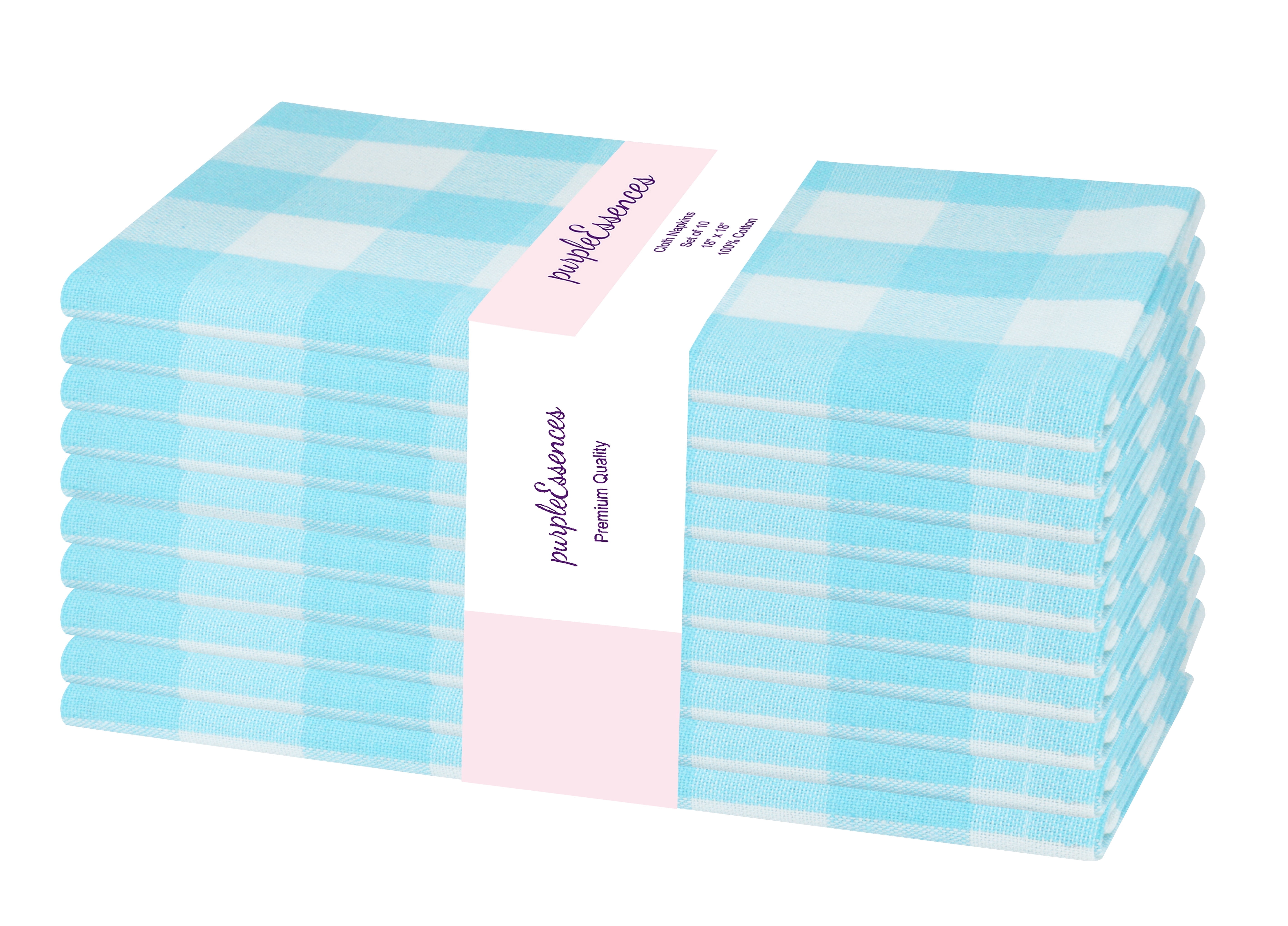 PurpleEssences Gingham Check Cloth Napkins Set of 10, 18x18 inches ...