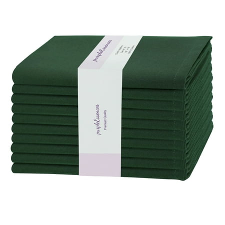 PurpleEssences Cloth Napkins Set of 10, 18x18 Inch, Dinner Table Decorative Napkins - Forest Green