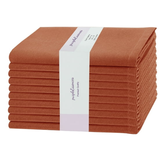 PurpleEssences Cloth Napkins Set of 10, 18x18 Inch, Dinner Table Decorative Napkins - Rust