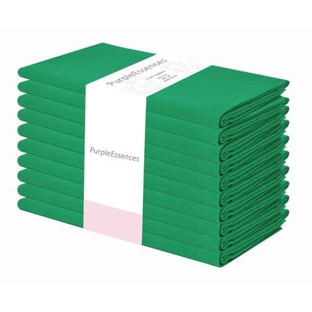 PurpleEssences Cloth Napkins Set of 10, 18x18 Inch, Dinner Table Decorative Napkins - St. Patrick's Day - Parrot Green