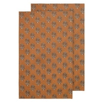 PurpleEssences Fall Cotton Kitchen Towels Set of 2 16x28 Inch Absorbent & Decorative for Autumn Décor - Goldenrod Rust