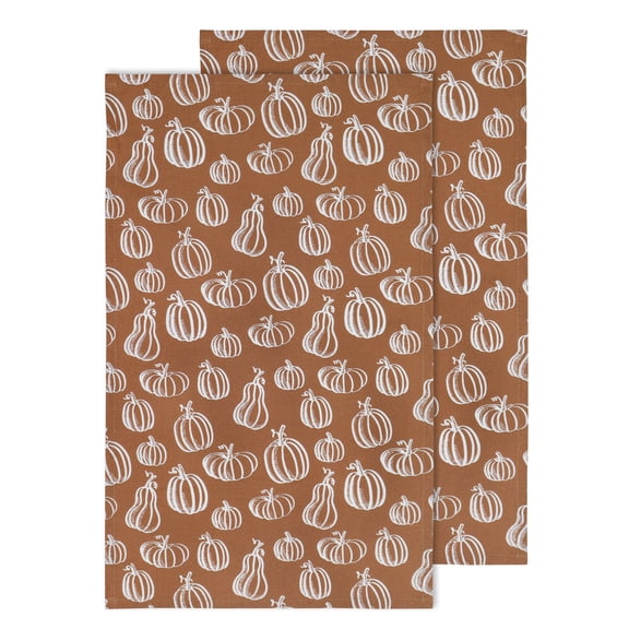 PurpleEssences Fall Cotton Kitchen Towels Set of 2 15x25 Inch Absorbent & Decorative for Autumn Décor - Harvest