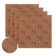 PurpleEssences Fall Harvest Cotton Napkins Set of 4 18x18" Reusable & Washable for Thanksgiving & Everyday Dining - Goldenrod Rust