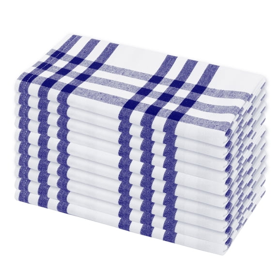 PurpleEssences Homestead Plaid Cloth Napkins Set of 10, 18x18 inches - Blue and White