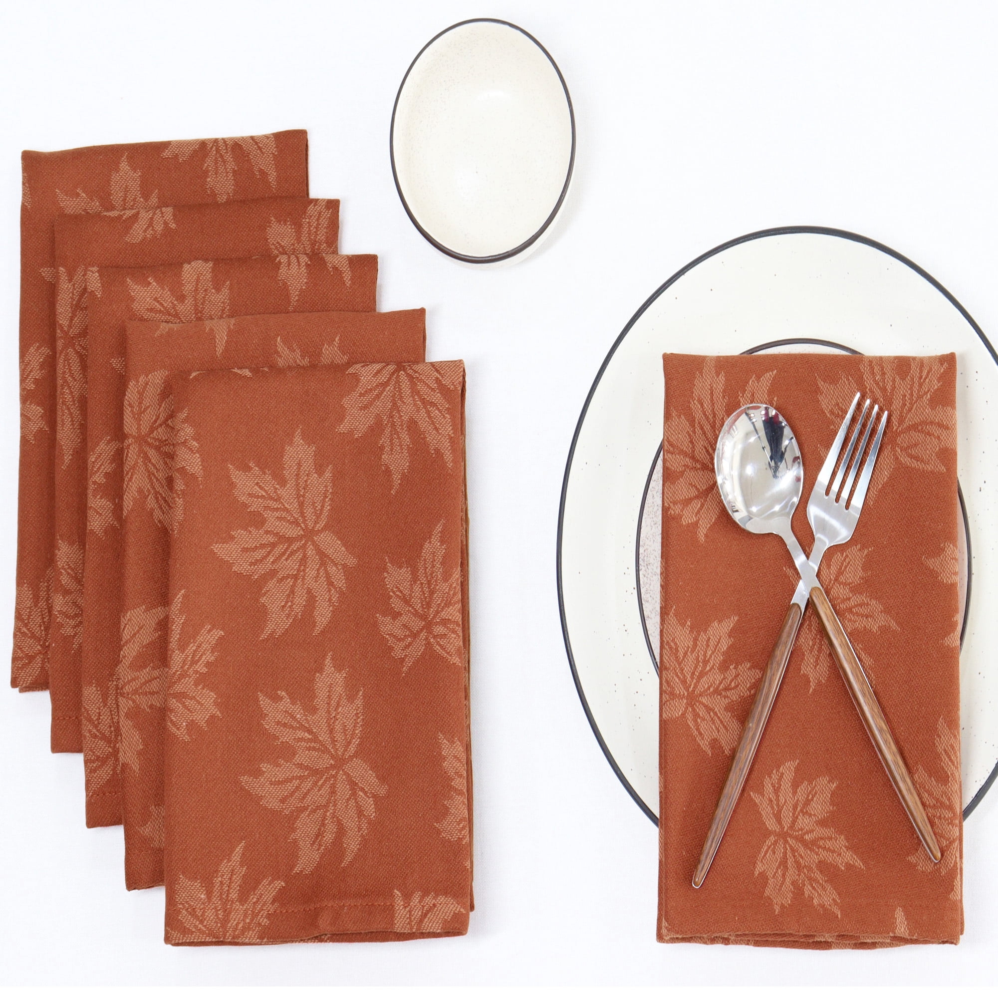 PurpleEssences Jacquard Fall Cloth Napkins Set of 6, 18
