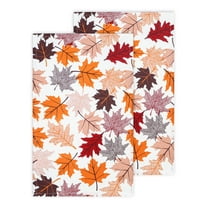 PurpleEssences Kitchen Towels, Pack of 2, 15 x 25 Inch, 100% Cotton, For Fall Kitchen Décor -Maple Leaves