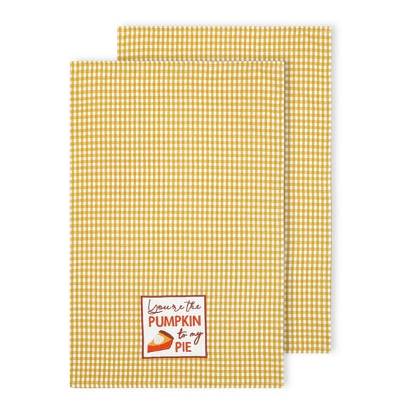 PurpleEssences Kitchen Towels, Pack of 2, 16 x 26 Inch, 100% Cotton, For Fall Kitchen Décor - Golden Yellow