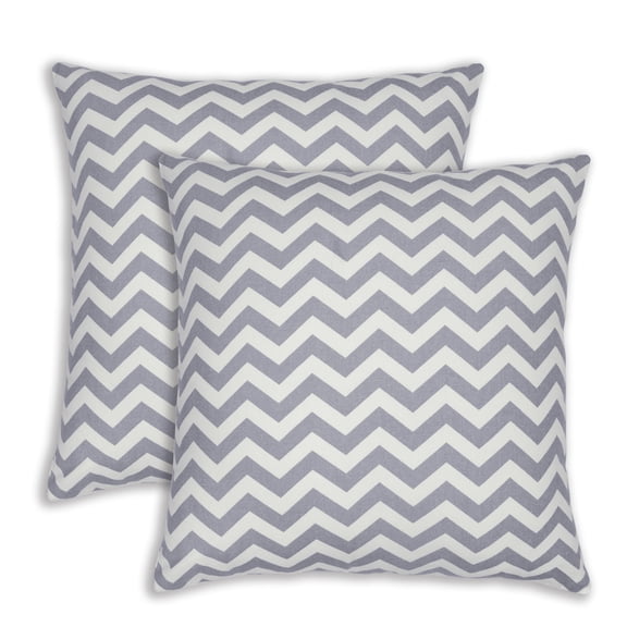 PurpleEssences Pack of 2 Decorative Throw Pillowcase Zig-Zag Cushion Case for Sofa Car Bedroom - 18x18 Inch - Ash Gray and White