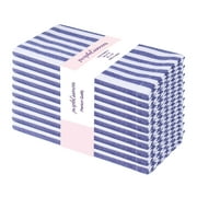 PurpleEssences Stripe Cloth Napkins Set of 10 (18x18 inches) - Blue and White