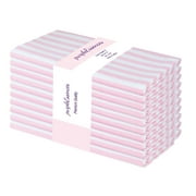 PurpleEssences Stripe Cloth Napkins Set of 10 (18x18 inches)- Blush Pink and White