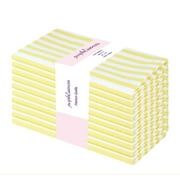 PurpleEssences Stripe Cloth Napkins Set of 10 (18x18 inches) - Yellow and White
