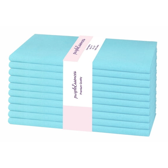 PurpleEssences Cloth Napkins Set of 10, 18x18 Inch, Dinner Table Decorative Napkins - Aqua Blue