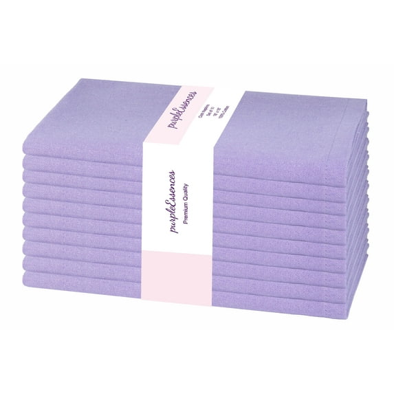 PurpleEssences Cloth Napkins Set of 10, 18x18 Inch, Dinner Table Decorative Napkins - Lavender