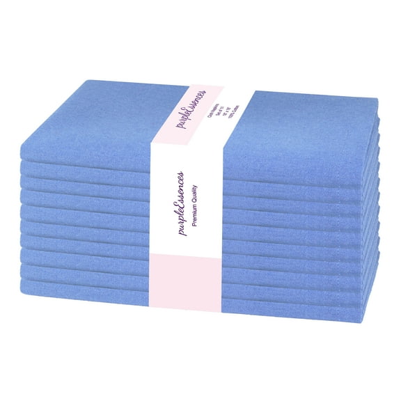 PurpleEssences Cloth Napkins Set of 10, 18x18 Inch, Dinner Table Decorative Napkins - Light Blue