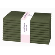 PurpleEssences Cloth Napkins Set of 10, 18x18 Inch, Dinner Table Decorative Napkins - Olive Green