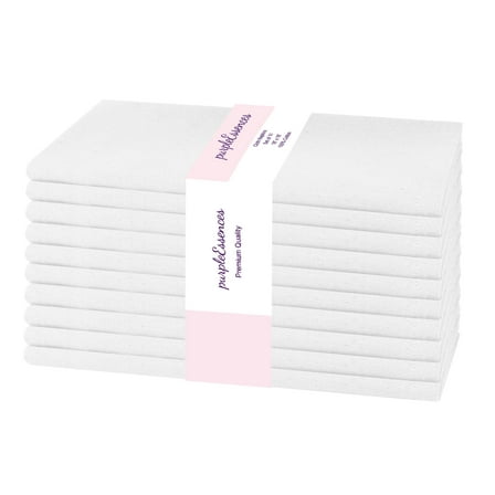 PurpleEssences cloth napkins set of 10, 18x18 Inch, Dinner table decorative napkins - White