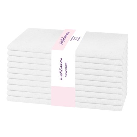 PurpleEssences cloth napkins set of 10, 18x18 Inch, Dinner table decorative napkins - White