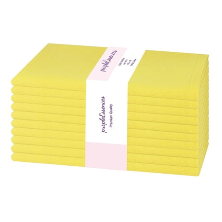 PurpleEssences Cloth Napkins Set of 10, 18x18 Inch, Dinner Table Decorative Napkins - Yellow