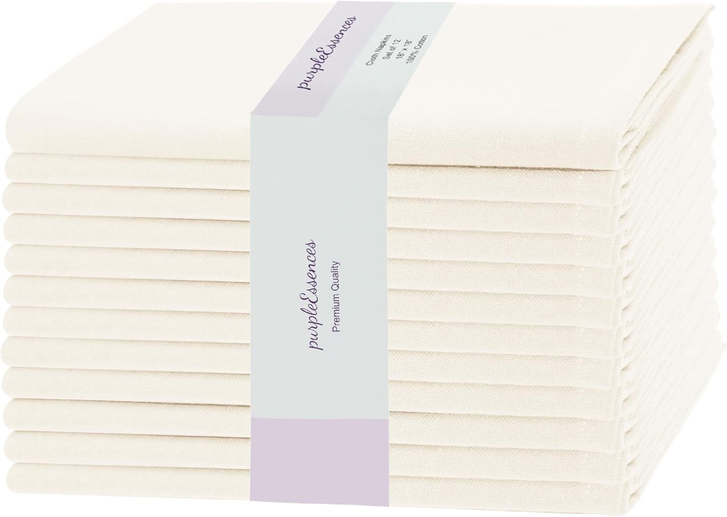 PurpleEssences Set 12 Tovaglioli Di Stoffa In Cotone 100% - 45x45 Cm, Orlo A Giorno, Eleganti Per Matrimoni E Uso Quotidiano