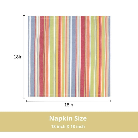 PurpleEssences Stripe Cloth Napkins Set of 10, 18x18 inches, Dinner Table Decorative - Multicolor