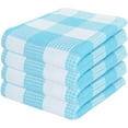thumbnail image 1 of PurpleEssences Waffle Weave Check Plaid Kitchen Towels, 100% Cotton, 15x25, 4-Pack, Aqua Blue/White, 1 of 6