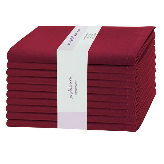 PurpleEssences cloth napkins set of 10, 18x18 Inch, Dinner table decorative napkins - Burgundy