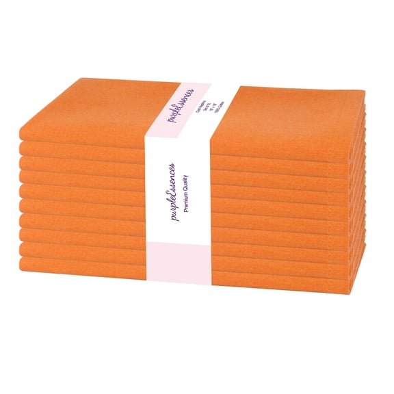 PurpleEssences cloth napkins set of 10, 18x18 Inch, Dinner table decorative napkins - Orange