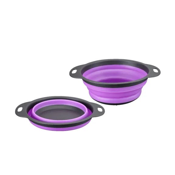 Purplechef Collapsible Kitchen 2 Pcs Silicone Strainer,Colander, Mixing Bowl Set