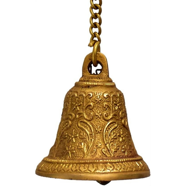 Purpledip Brass Hanging Bell: For Home Temple, Door, Hallway, Porch or  Balcony; Unique Décor Gift Chain length 15 inch(10783)