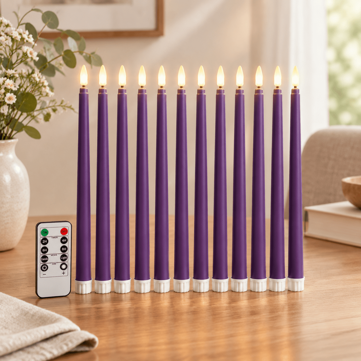 Purpleless Taper Candles Led Candlesticks With Remote Timer Set Of 12 ...