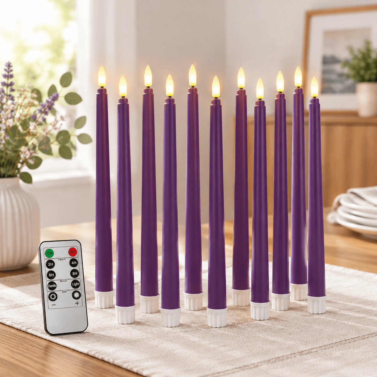Purpleless Taper Candles Led Candlesticks With Remote Timer Set Of 12 ...