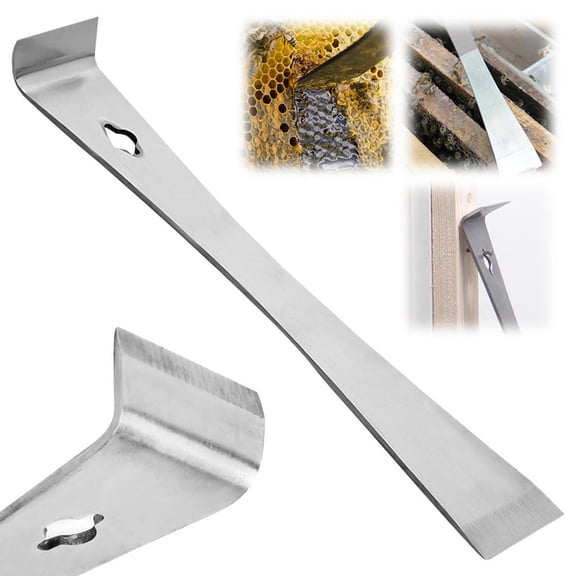Purpose 2024 Upgrade Stainless Steel Pry Bar Scraper Set for Baseboards Multifunctional Nail Puller Small Flat Pry Bar with Trim Puller Tool, 26cm, Silver