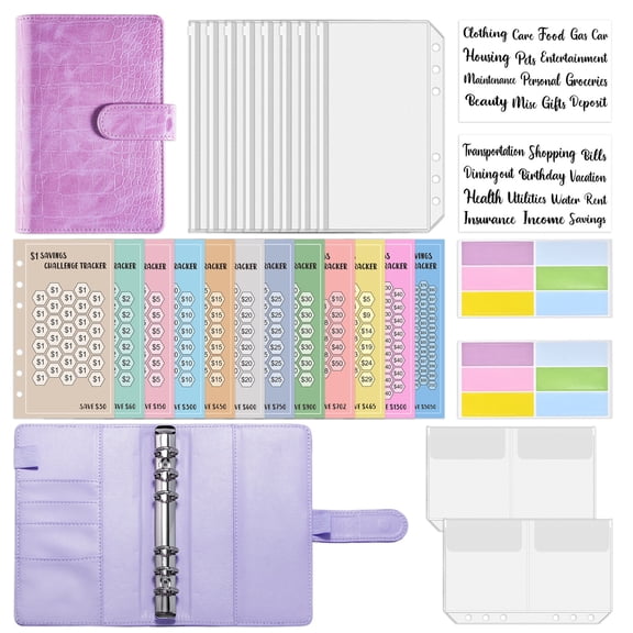 All Purpose Budget Organizer Binder, Zipper Pouches, Expense Logs, Ideal for Household Budgeting, Personal Savings Tracking, Daily Financial Planning for Home, Workplace
