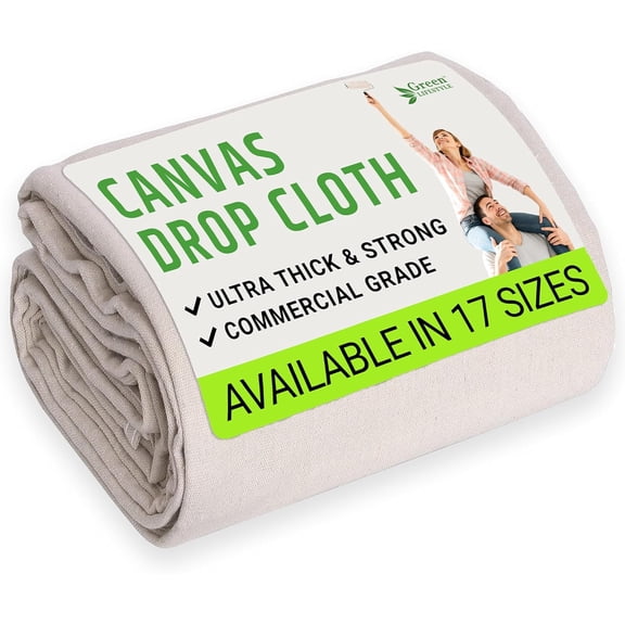 All Purpose Canvas Drop Cloths - Drop Cloth for Painting, Floor Cover, Heavy Duty Protection for Furniture & Surfaces, Reusable Painters Canvas Tarp for Renovation (9x12)