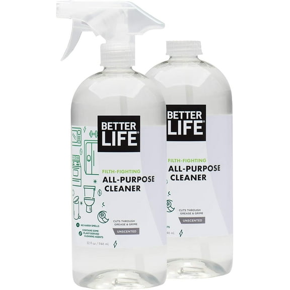 All Purpose Cleaner - Multipurpose Home and Kitchen Cleaning Spray for Glass, Countertops, Appliances, Upholstery & More - Multi-surface Spray Cleaner - 32oz (Pack of 2) Unscented