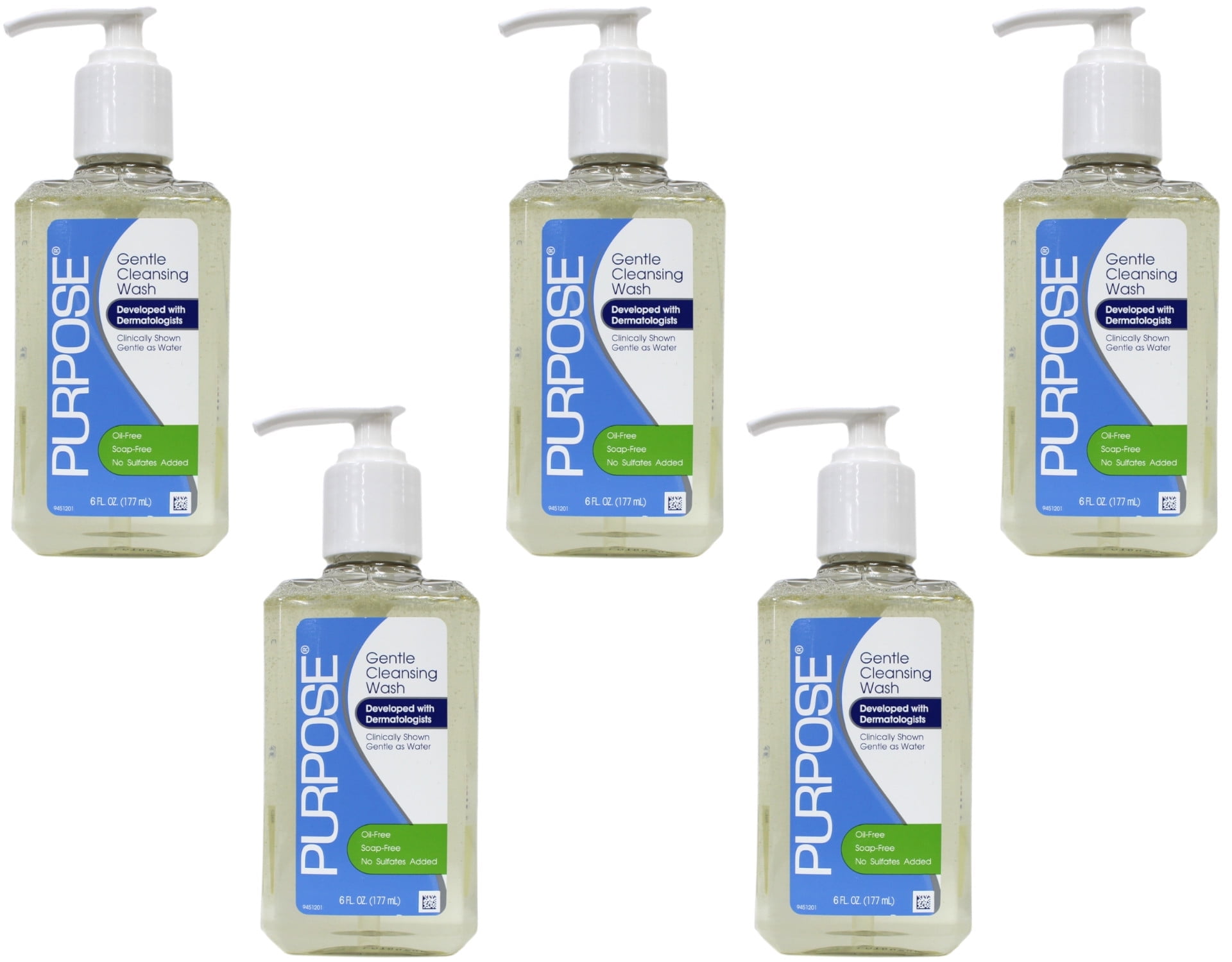 Purpose Gentle Cleansing Face Wash Hypoallergenic Skin Care 6 oz,- 5 Pack