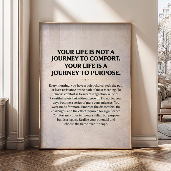 Purpose Over Comfort Motivational Quote Inspirational Typography Mindset Poster