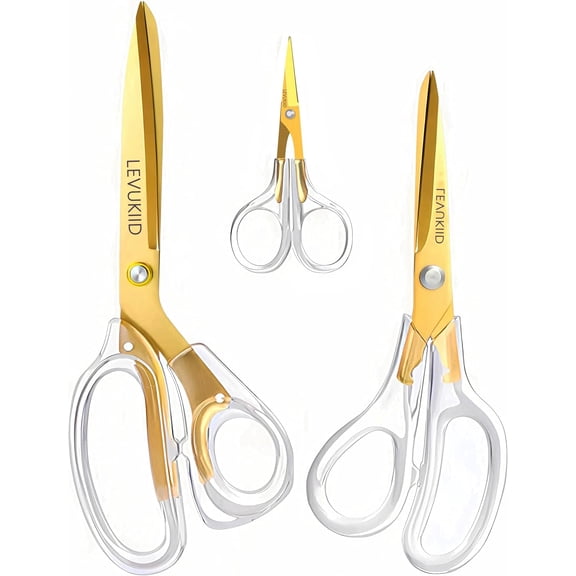All Purpose Scissors Scissors For Office Clear Gold Ergonomic Handle Titanium Coated Blades Modern Design for Craft & Home Use Durable Desk Scissors/Gold