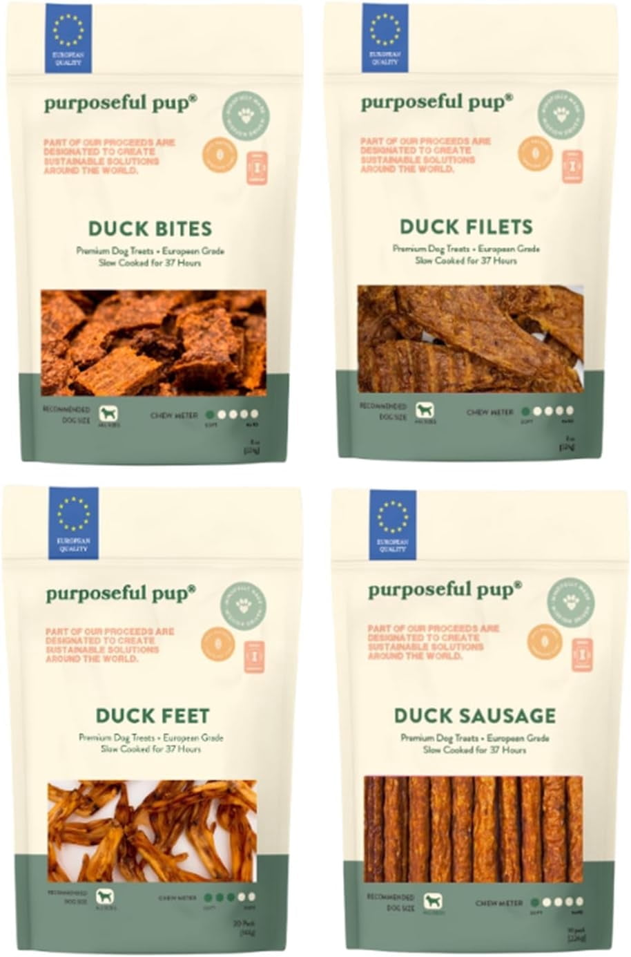 Purposeful Pup, All-Duck Variety Pack Dog Treat Bundle - 100% Natural Chews