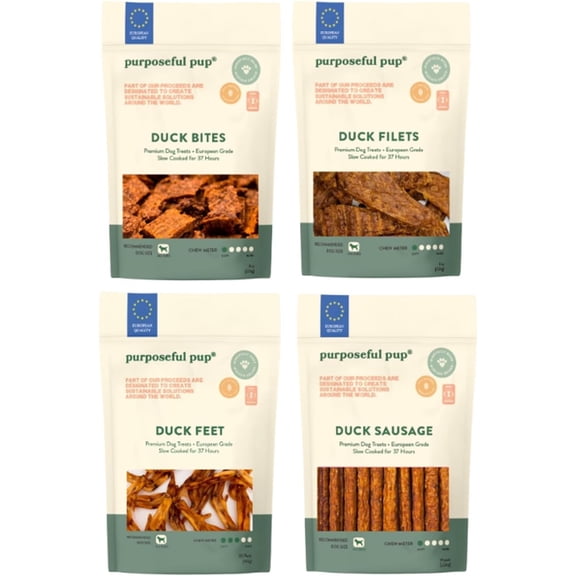 Purposeful Pup, All-Duck Variety Pack Dog Treat Bundle - 100% Natural Chews