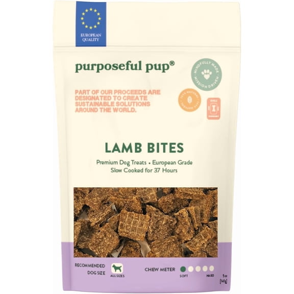Purposeful Pup, Lamb Bites Dog Treats – Natural Single Ingredient, Grain‑Free Chews for Dogs, 5 oz